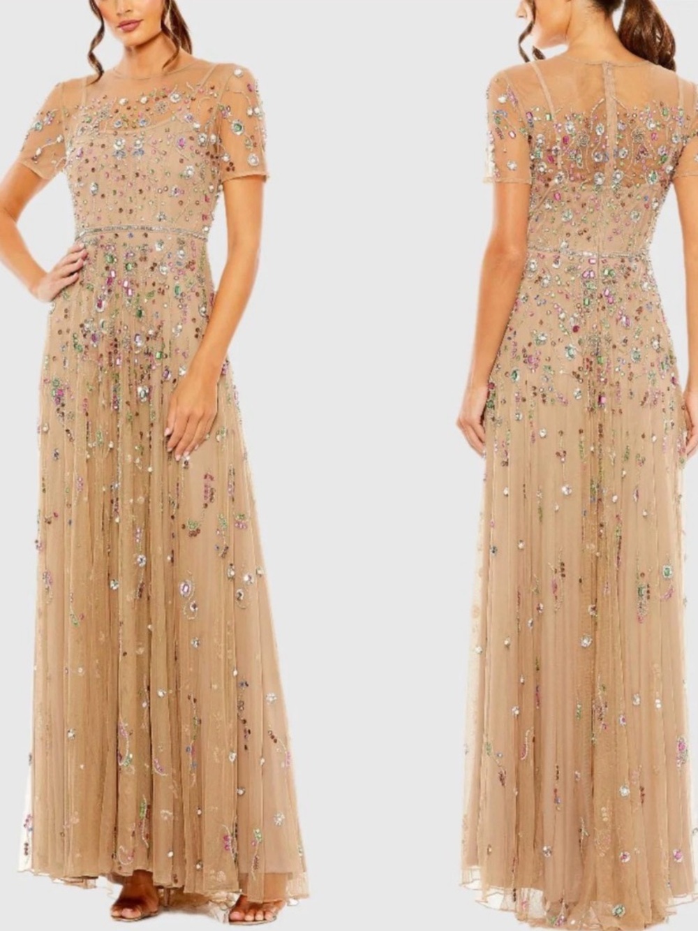 Mac Duggal 93924 Antique Gold Embellished Sequin A Line Gown Size 20 NWT $798 🤩